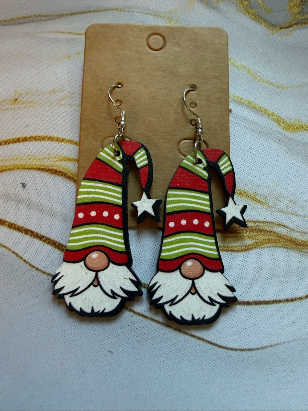 Festive Red & Green Gnome Dangle Earrings